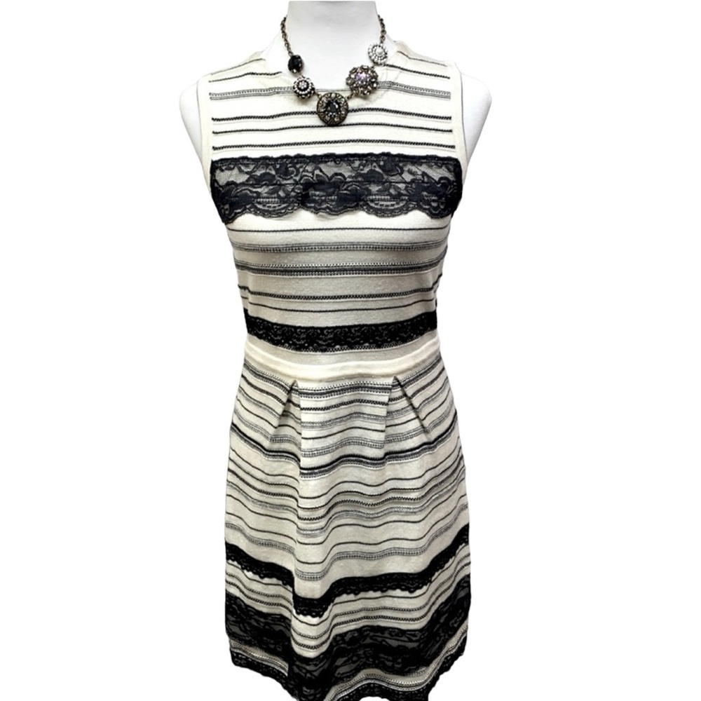 ABS Platinum Light Sweater Black & Ivory Dress - Picture 2 of 7